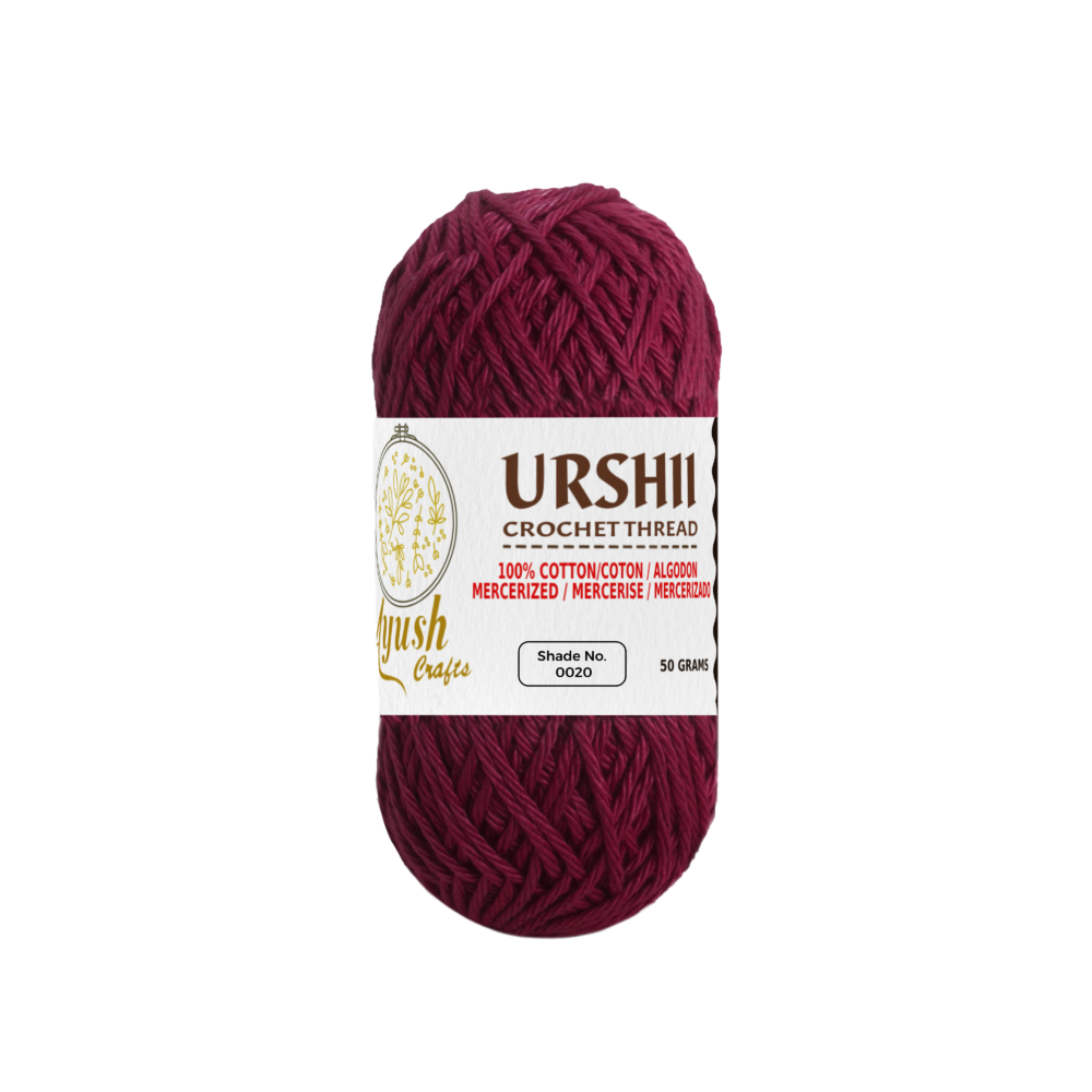 Ayush Crafts URSHII 100% Mercerized Cotton Thread – Soft & Durable 4-Ply Yarn for Hand Knitting, Crochet, Quilting & Embroidery | 50g Craft Ball (0020)