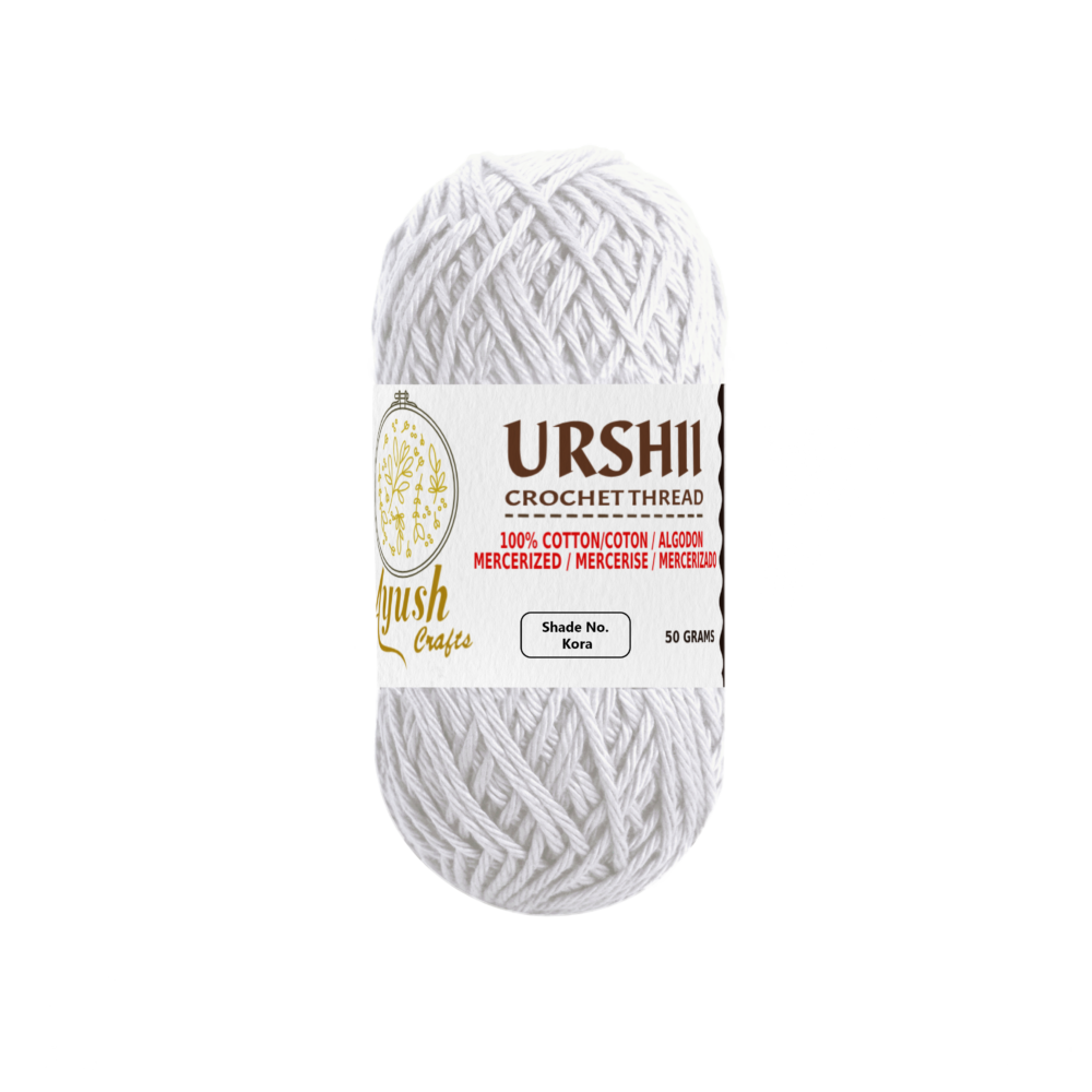 Ayush Crafts URSHII 100% Mercerized Cotton Thread – Soft & Durable 4-Ply Yarn for Hand Knitting, Crochet, Quilting & Embroidery | 50g Craft Ball (Kora)